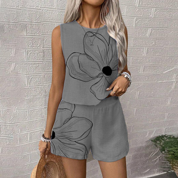 Herbstsflirt: Chic Rundhalsausschnitt ärmelloses Zweiteiler-Set für Damen