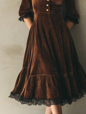 Special V-Neck Long Sleeve Midi Dress - Herbstshafter Stil & Komfort