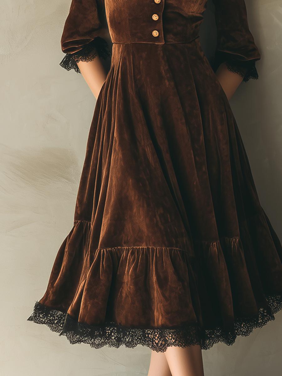 Special V-Neck Long Sleeve Midi Dress - Herbstshafter Stil & Komfort