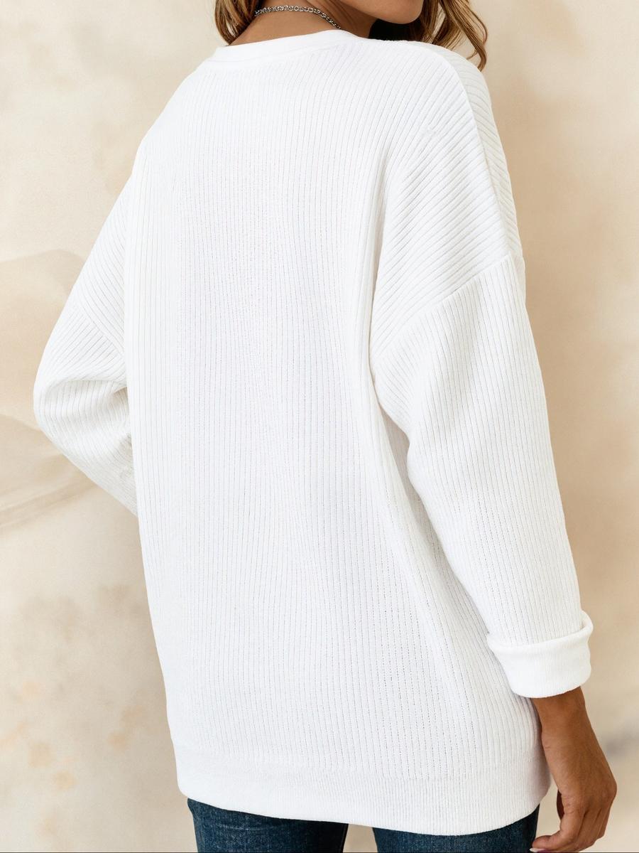 Kuscheliges Weihnachts Longsleeve weiß mit rotem Glitzerbaum