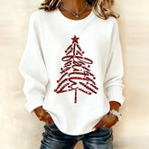 Kuscheliges Weihnachts Longsleeve weiß mit rotem Glitzerbaum