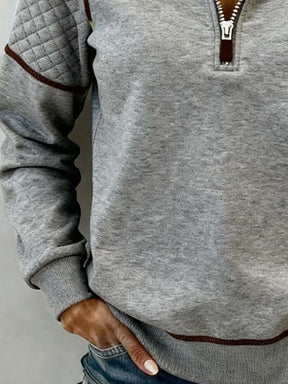 Damen Winter Colorblock Fleece Pullover mit Stehkragen