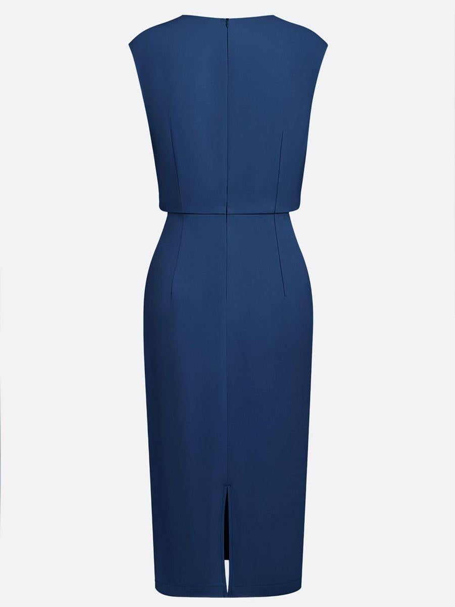 Ärmelloses Midi-Kleid in strahlendem Blau - Perfekt für den Herbstsstart