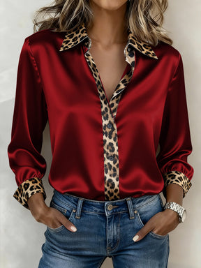 Satin Leopard Bluse Winter Chic – Glamour fürs Büro