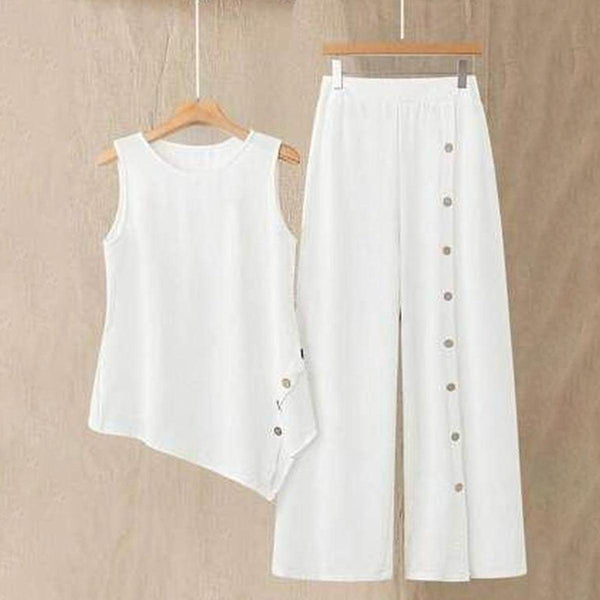 Comfy Plain Sleeveless Two Piece Set - Herbstshaftes Design mit Stil und Komfort