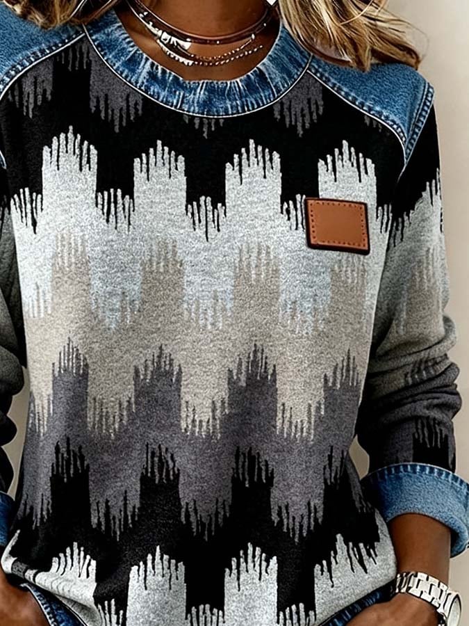 Kuschelwarmer Patchwork Winterpullover für Damen S-5XL