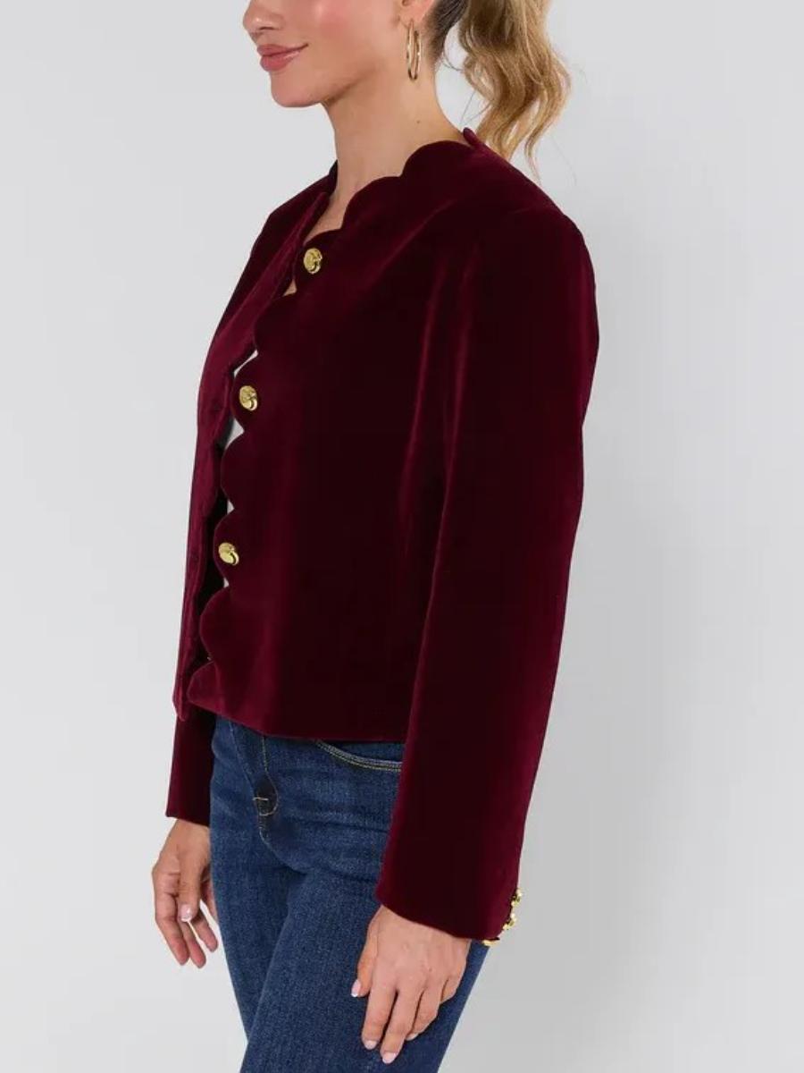 Winter-Chic: Burgundy Samt-Crop-Jacke für stilvolle Wärme