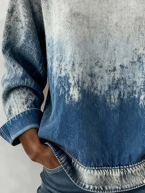 Kuscheliger Winter Sweater im Denim Look Blau-Weiß