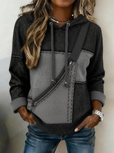 Kuscheliger Damen Hoodie Winter Schwarz Grau mit Kapuze