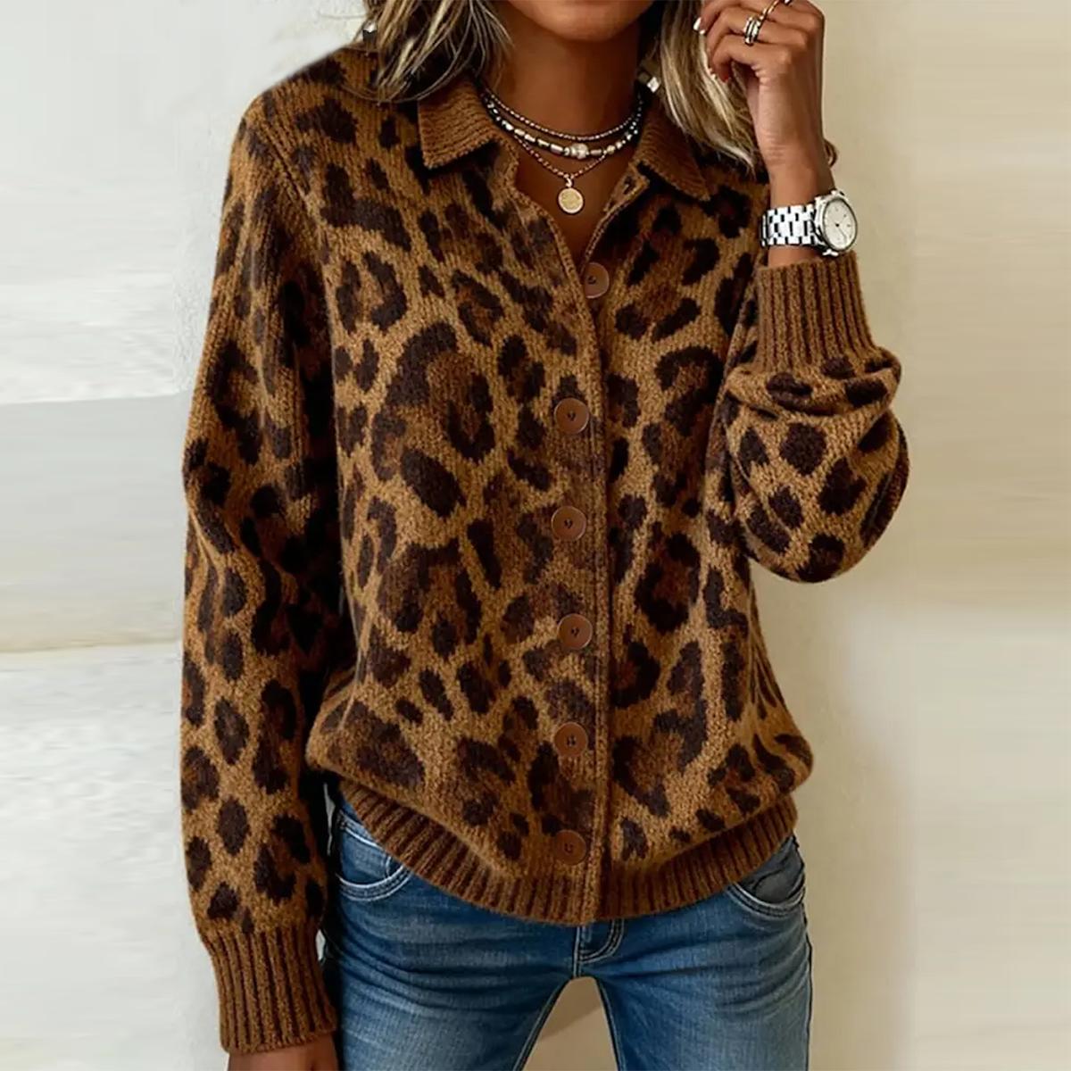 Winter-Chic Leoparden-Cardigan - Warm, Elegant & Pflegeleicht