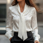 Herbstliche Vintage Floral Print Krawattenkragen Bluse - Elegant & Vielseitig