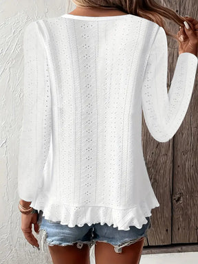 Winter Longsleeve Weiß mit Rüschen – Warm & Elegant
