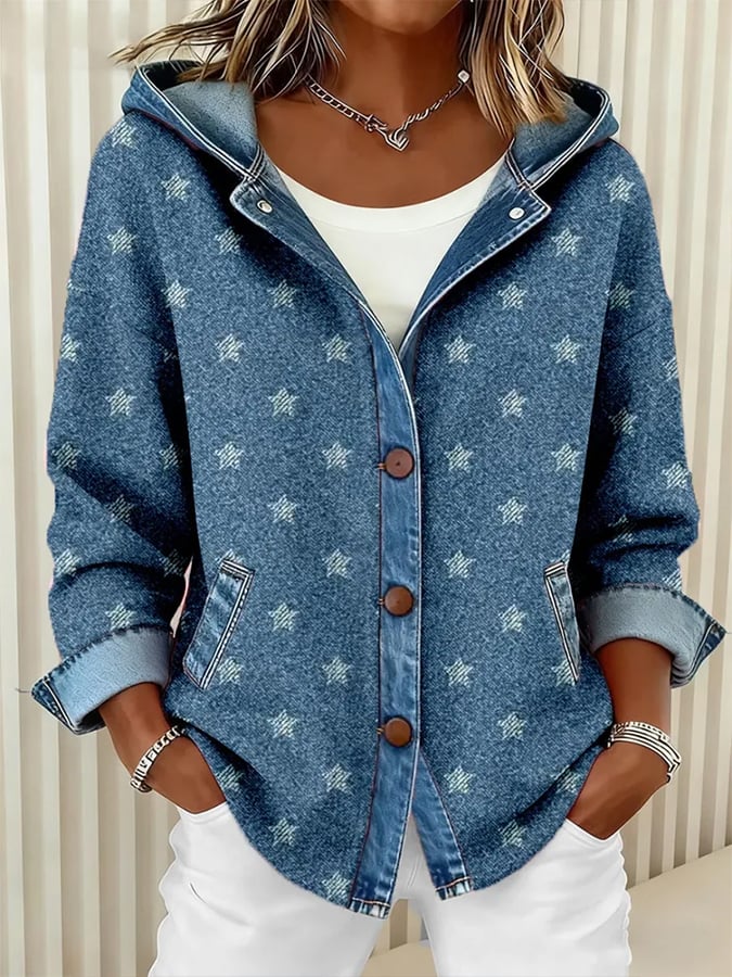 Winter-Ready Blue Denim Hoodie-Jacke - Dein stylisher Kälteschutz