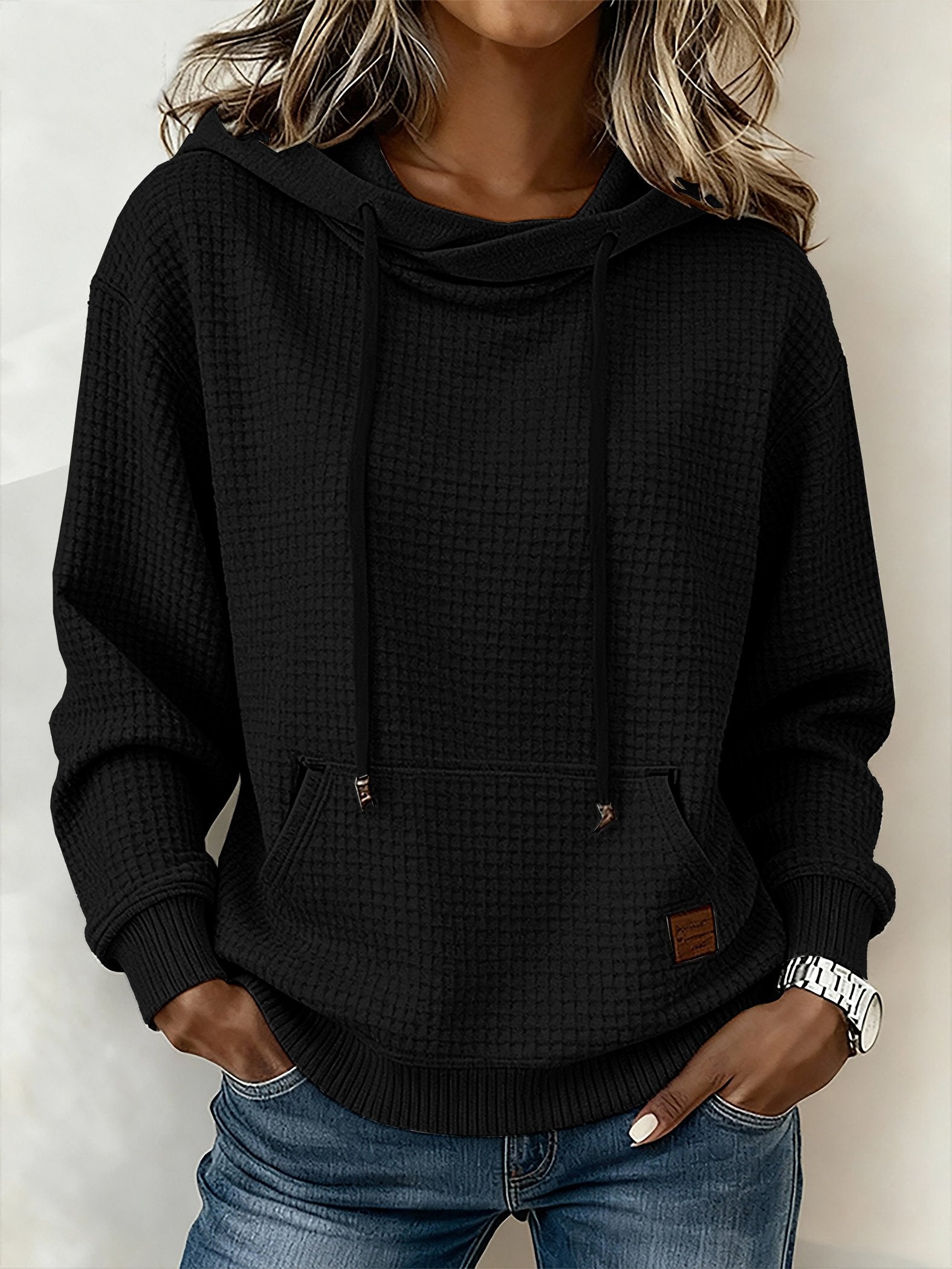 Kuscheliges Winter Hoodie Damen hellgrau warm Loose Fit