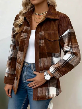 Kuscheliges Karo-Winterhemd Damen – warmes Overshirt Braun