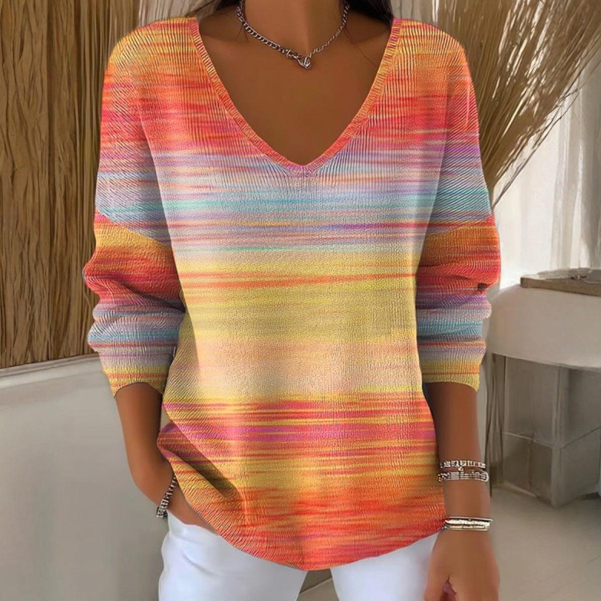Elegant V-Neck Long Sleeve Top - Herbstshafter Stil & Komfort