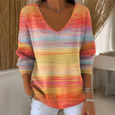 Elegant V-Neck Long Sleeve Top - Herbstshafter Stil & Komfort