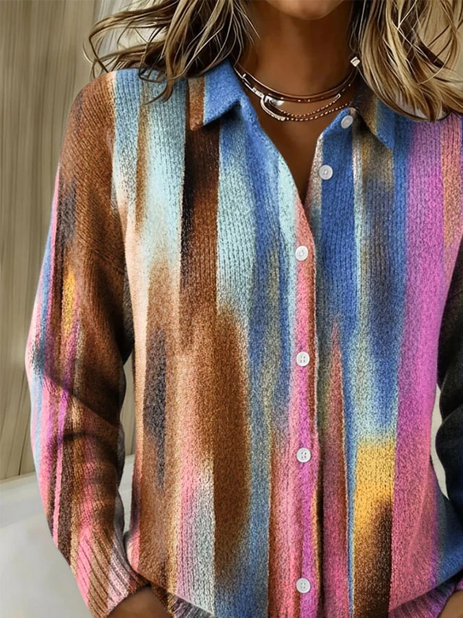 Bunter Winter Cardigan Damen warm kuschelig Strickjacke