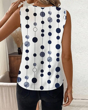 Classy Polka Dot ärmelloses Tank Top - Herbstsfrische Eleganz für warme Tage