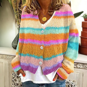 Herbstfarben-Explosion: Showy Multicolor Long Sleeve Outerwear