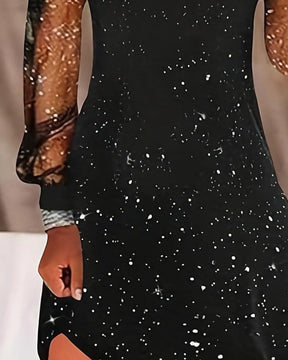 Herbstliches Black Star Print Minikleid - Eleganz trifft auf moderne Ästhetik