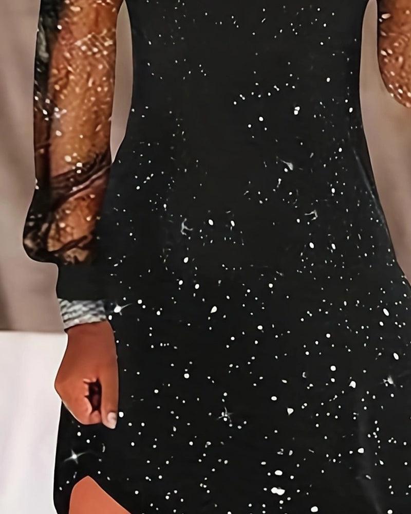 Herbstliches Black Star Print Minikleid - Eleganz trifft auf moderne Ästhetik