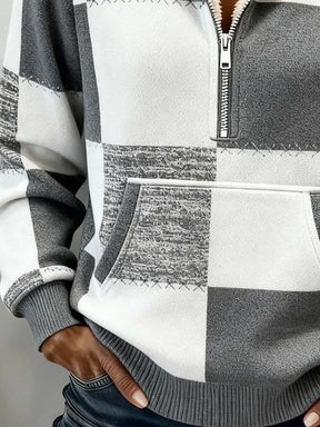 Kuscheliges Sherpa Winter Hoodie grau kariert Damen