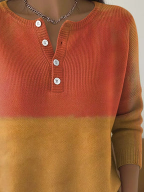 Damen Winter Strick Bluse Orange Gold – Warmes Casual Top