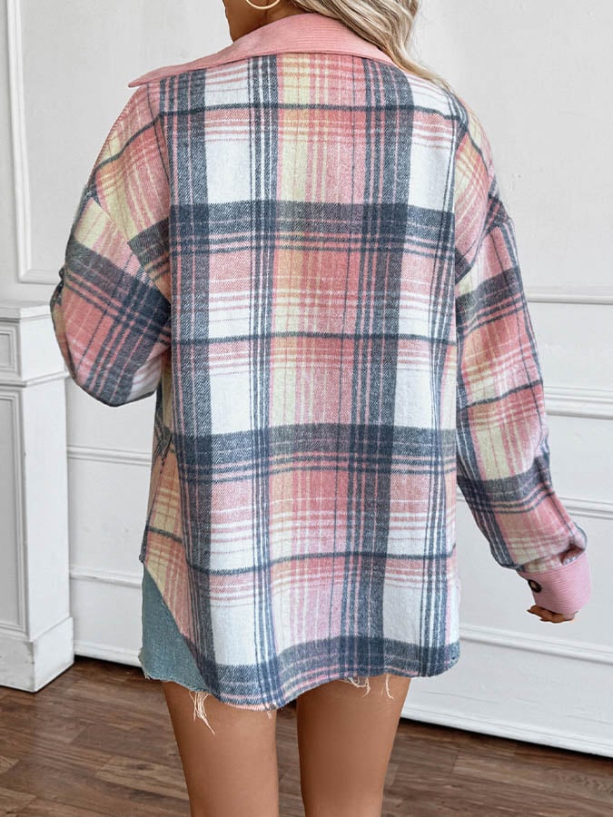 Kuscheliges Karo-Winterhemd Damen – warmes Overshirt Braun