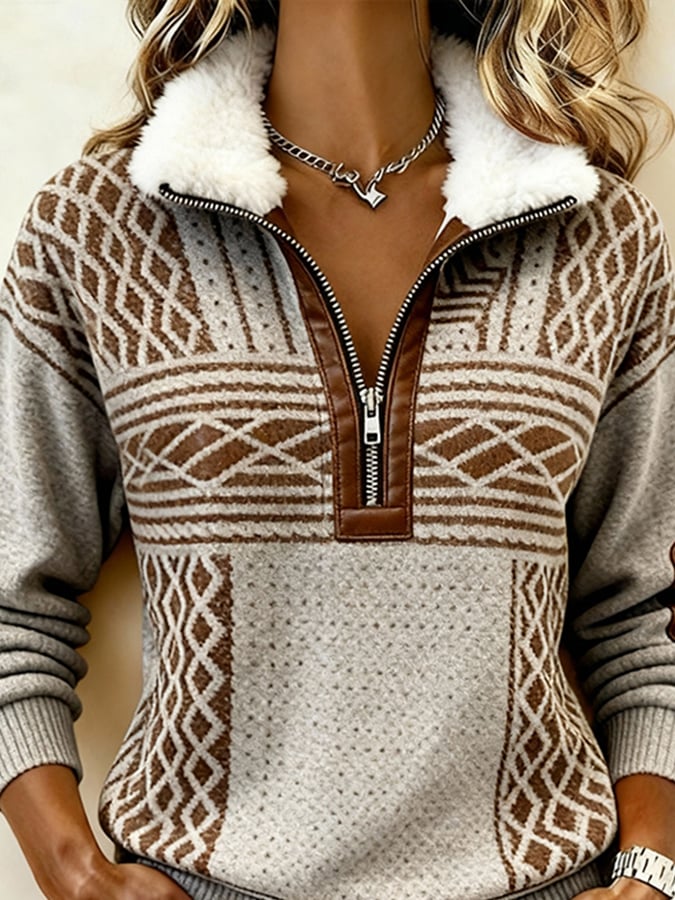 Damen Winter Fleece Pullover Sweatshirt kuschelig warm