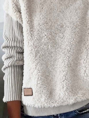 Winter Kuschel Sweatshirt Damen mit Teddy-Fleece Kragen
