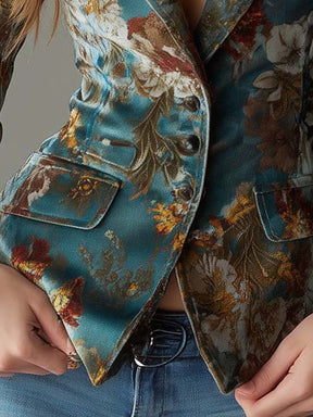Elegant Blue Long Sleeve Blazer - Meisterwerk für Herbstlooks