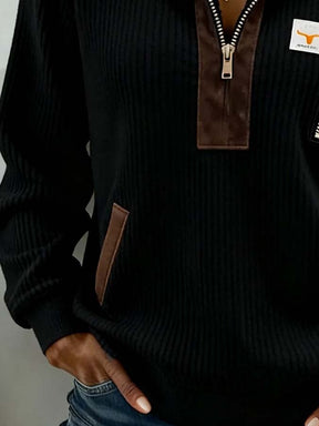 Warmer Damen Colorblock Zip-Pullover für stylische Winter-Outfits