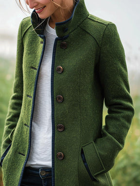 Green Long Sleeve Plain Outerwear - Herbsts Must-Have für kühle Tage