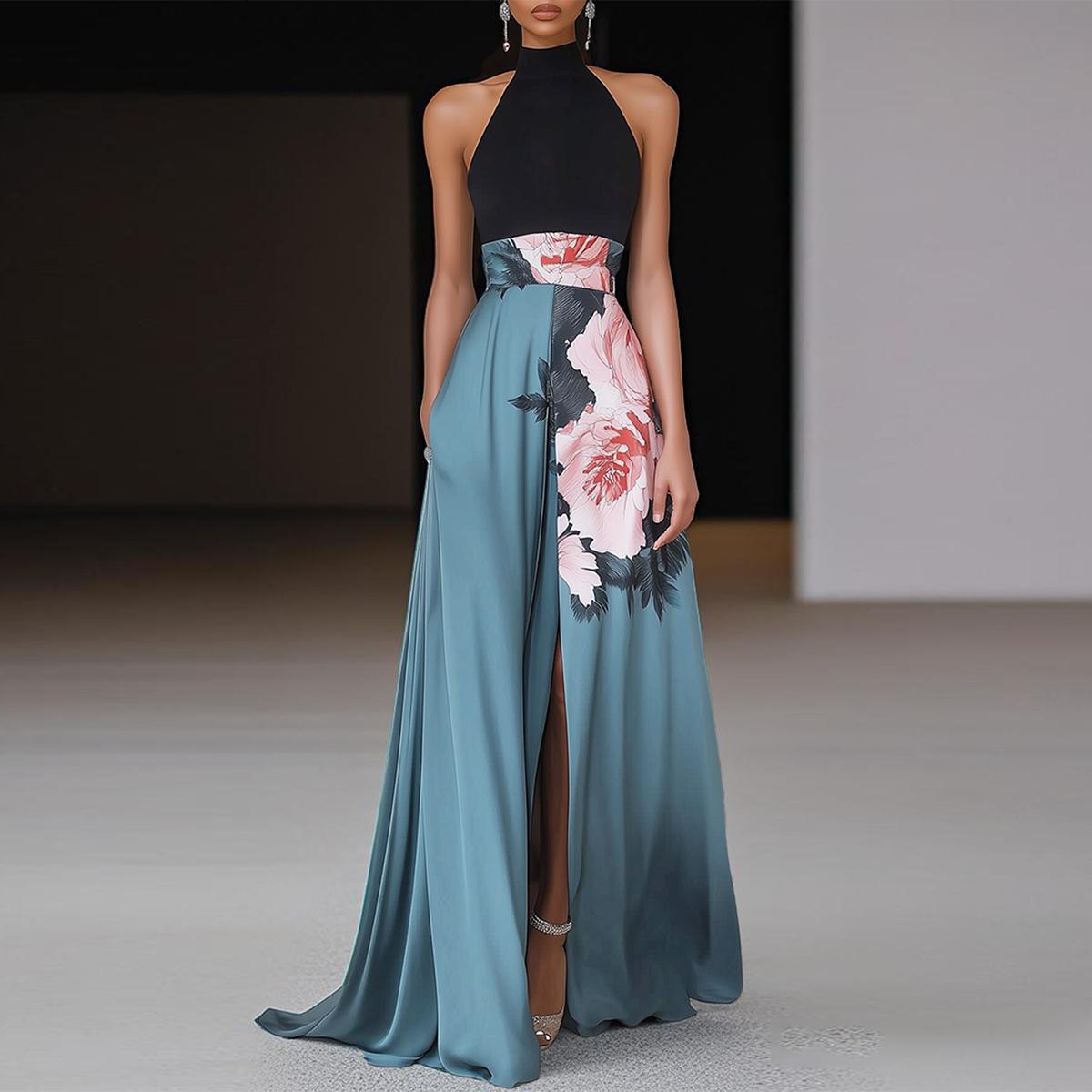 Sexy Halter Maxi-Kleid: Stilvoller Herbstsbegleiter für Eleganz & Komfort