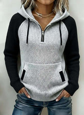 Winter Strick Hoodie Herren grau schwarz warm kuschelig