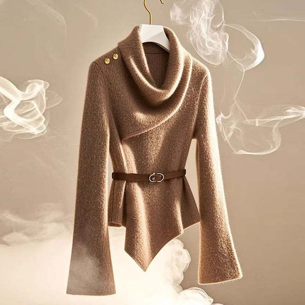 Unique Mock Neck Long Sleeve Sweater - Eleganter Allrounder für den Herbst