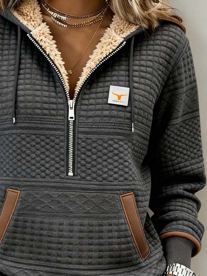 Kuscheliges Damen Teddy Hoodie Dunkelgrau für kalte Wintertage