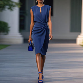 Ärmelloses Midi-Kleid in strahlendem Blau - Perfekt für den Herbstsstart