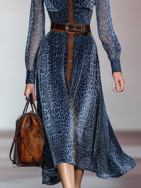 Blue Leopard Midi Dress - Der stylische Herbstbegleiter für jede Gelegenheit