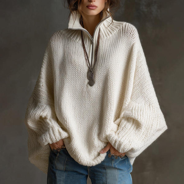 Kuscheliger Oversized Sweater in Creme - Dein perfekter Herbstbegleiter