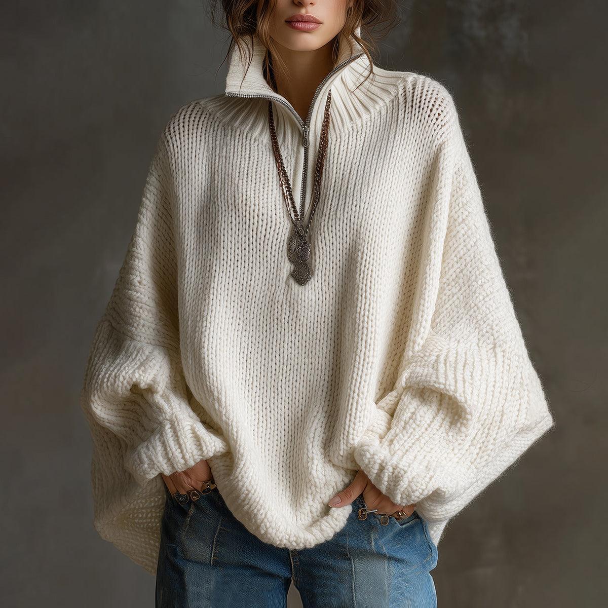 Kuscheliger Oversized Sweater in Creme - Dein perfekter Herbstbegleiter