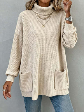 Casual Oversized Beige Top - Dein stylischer Herbstbegleiter mit Taschen