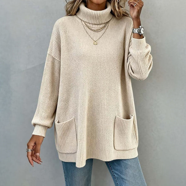 Casual Oversized Beige Top - Dein stylischer Herbstbegleiter mit Taschen