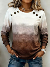 Damen Winter Strick Sweatshirt Ombre mit Knöpfen warm casual