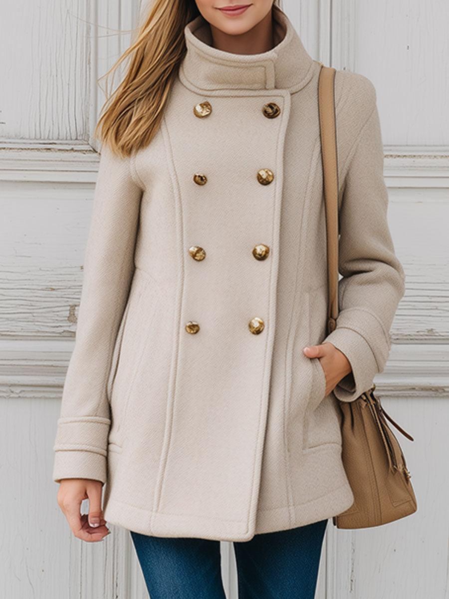 Winter-Chic: Basic Double Breasted High Neck Mantel - Warm, Stilvoll & Pflegeleicht