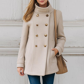 Winter-Chic: Basic Double Breasted High Neck Mantel - Warm, Stilvoll & Pflegeleicht