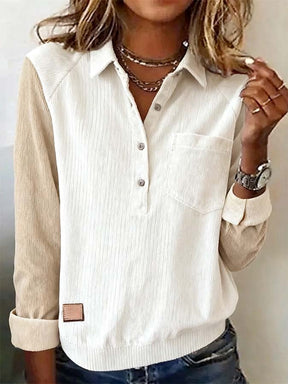 Herbstliches Basic Color Block Langarmshirt - Stil trifft Komfort