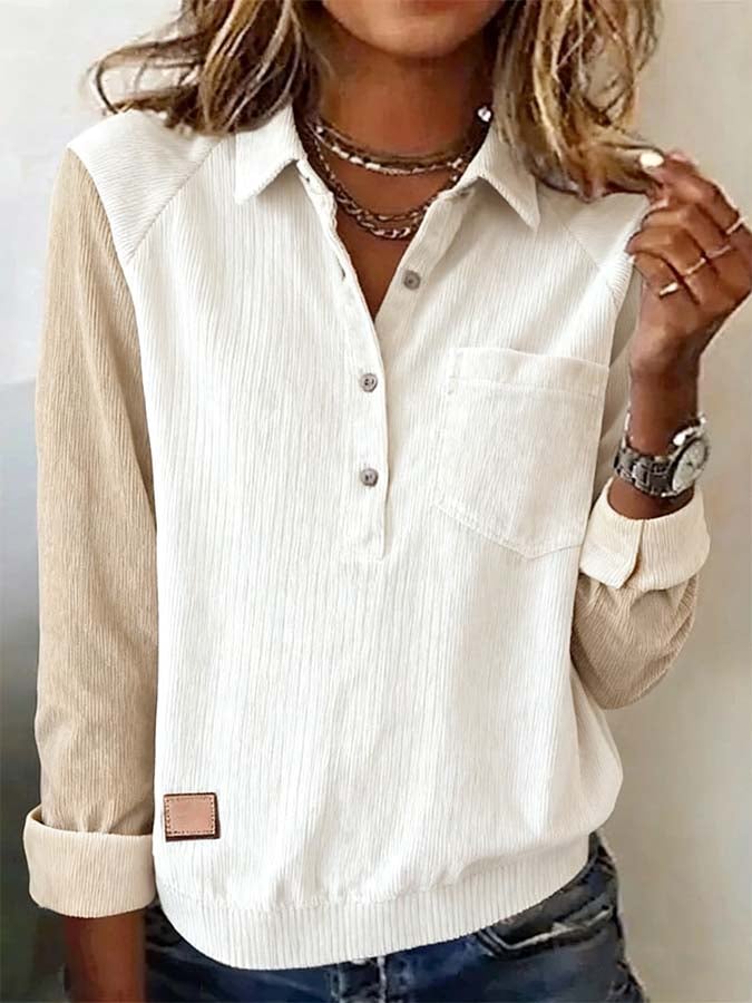 Herbstliches Basic Color Block Langarmshirt - Stil trifft Komfort