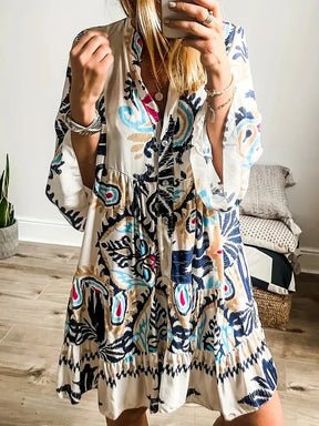 Einzigartiges Bedrucktes Langarm-Minikleid: Herbsts-Style mit Komfort und Qualität